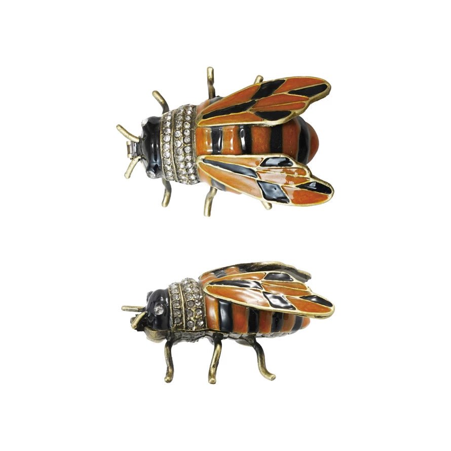 Enameled Metal Bee Shaped Trinket Box w/ Jewels - Marmalade Mercantile