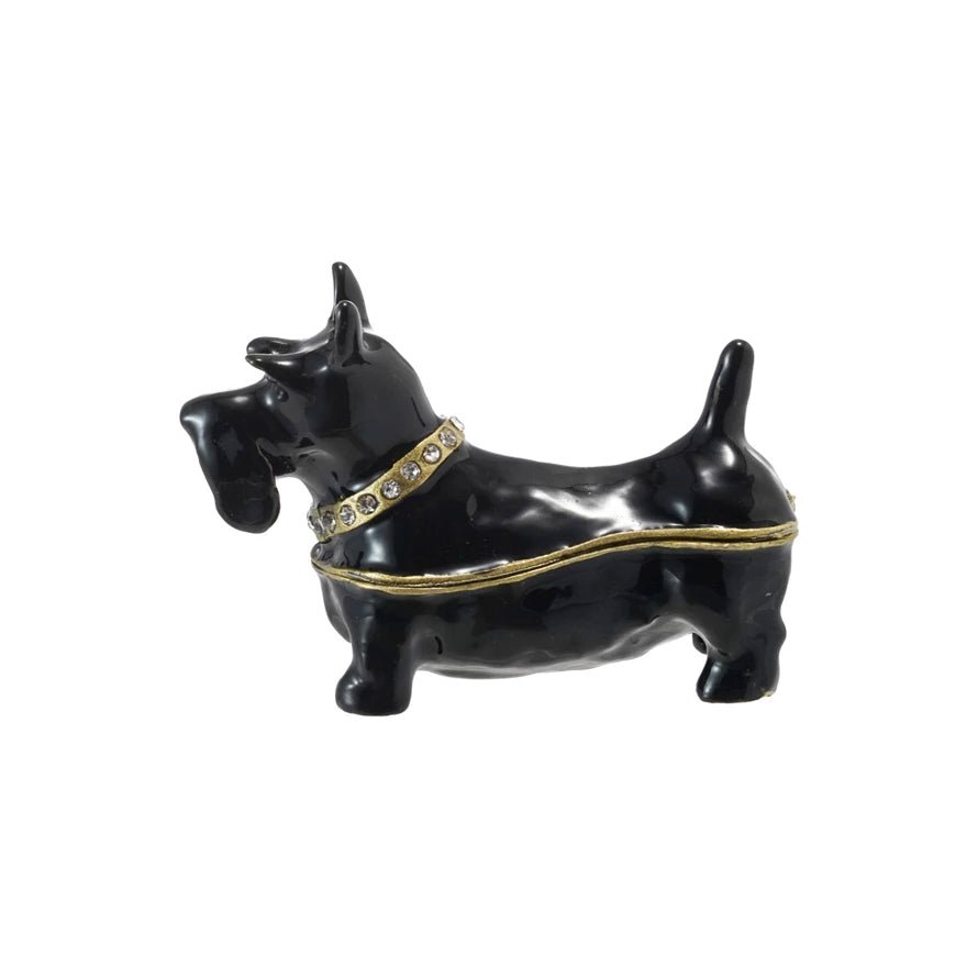 Enameled Metal Scottie Shaped Trinket Box w/ Jewels - Marmalade Mercantile