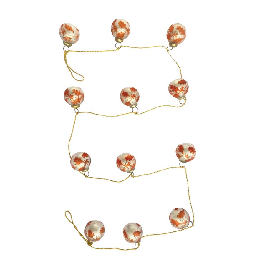 Etched Recycled Mercury Glass Ball Ornament Garland w/ Gold Cord - Marmalade Mercantile