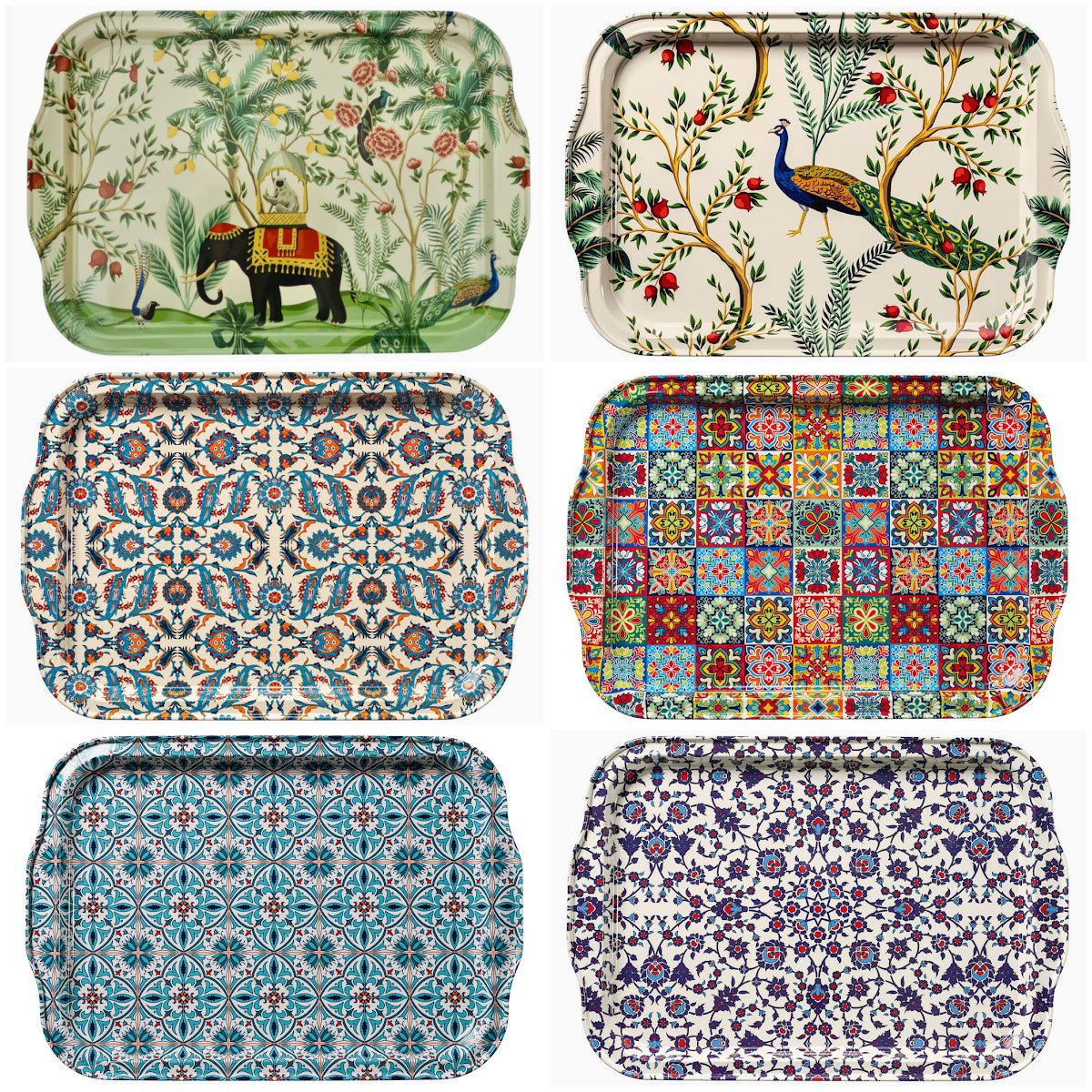 Exotic Turkish Tin Serving Tray CHOICE of SIX Designs 12.5" - Marmalade Mercantile