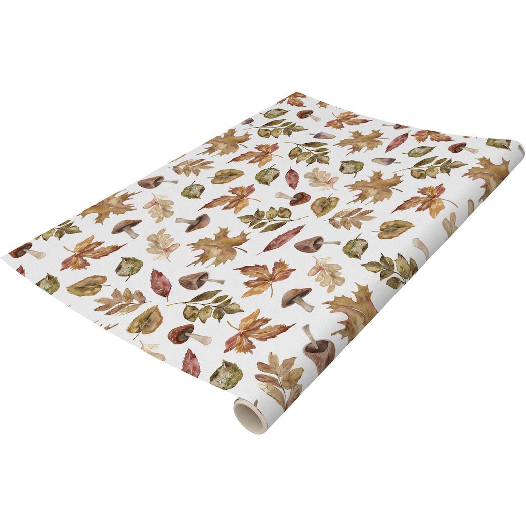 Fall Themed Paper Table Runner Autumn Leaves & Mushrooms - Marmalade Mercantile