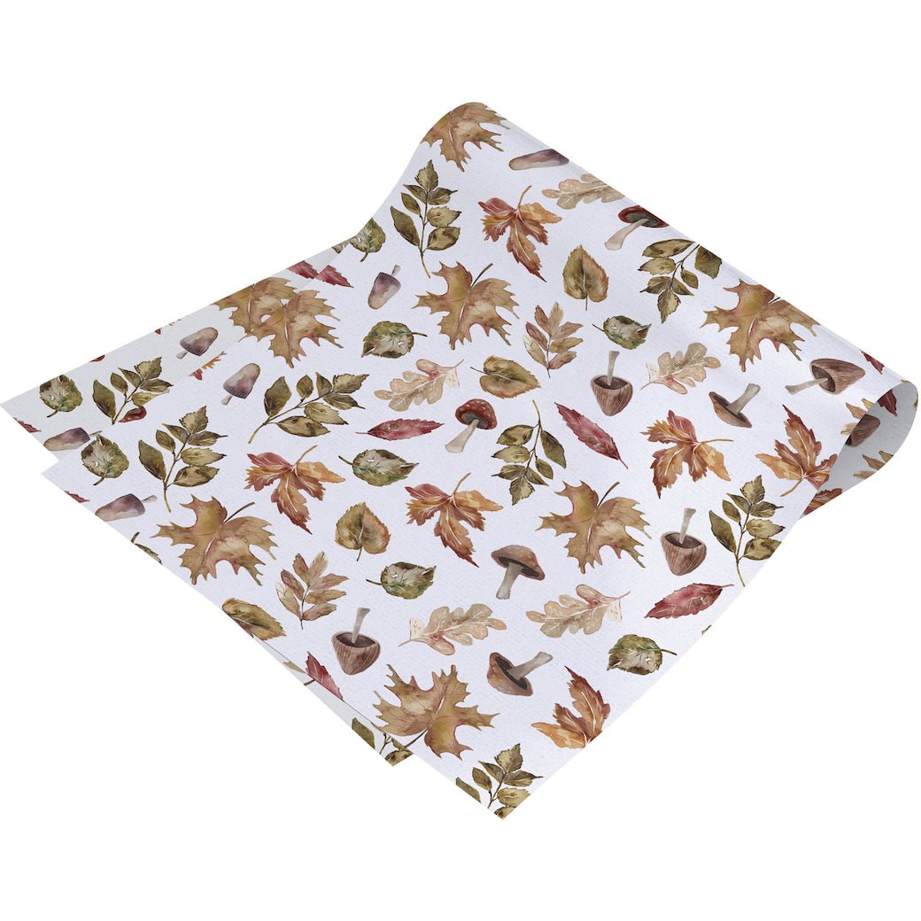 Fall Themed Paper Table Runner Autumn Leaves & Mushrooms - Marmalade Mercantile