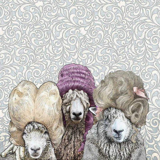 Fancy Sheep in Bouffant Wigs Flour Sack Kitchen Towel - Marmalade Mercantile