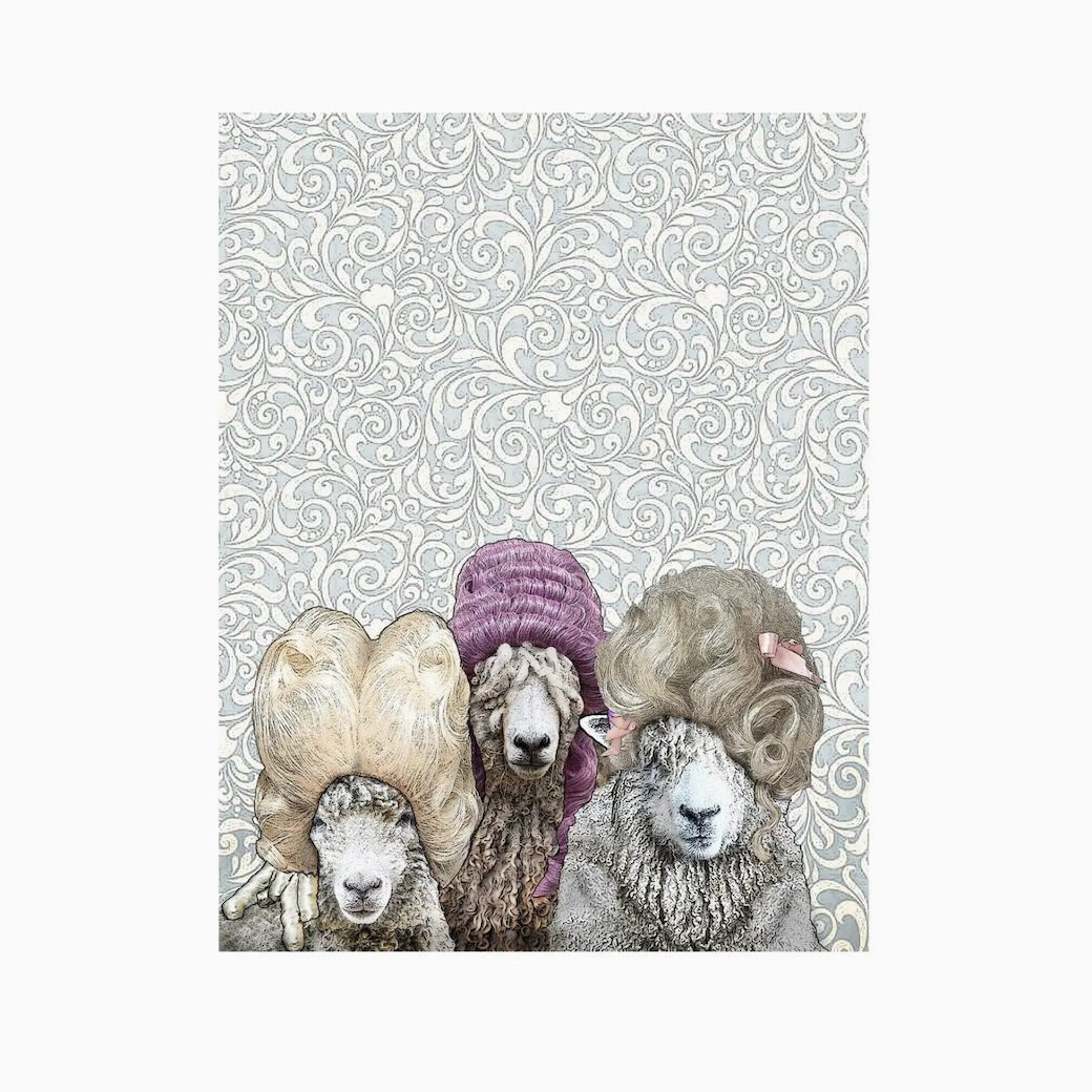 Fancy Sheep in Bouffant Wigs Flour Sack Kitchen Towel - Marmalade Mercantile