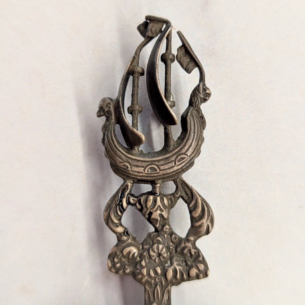 Fancy Vintage Silver Plate Tea Strainer with Maritime Images - Marmalade Mercantile