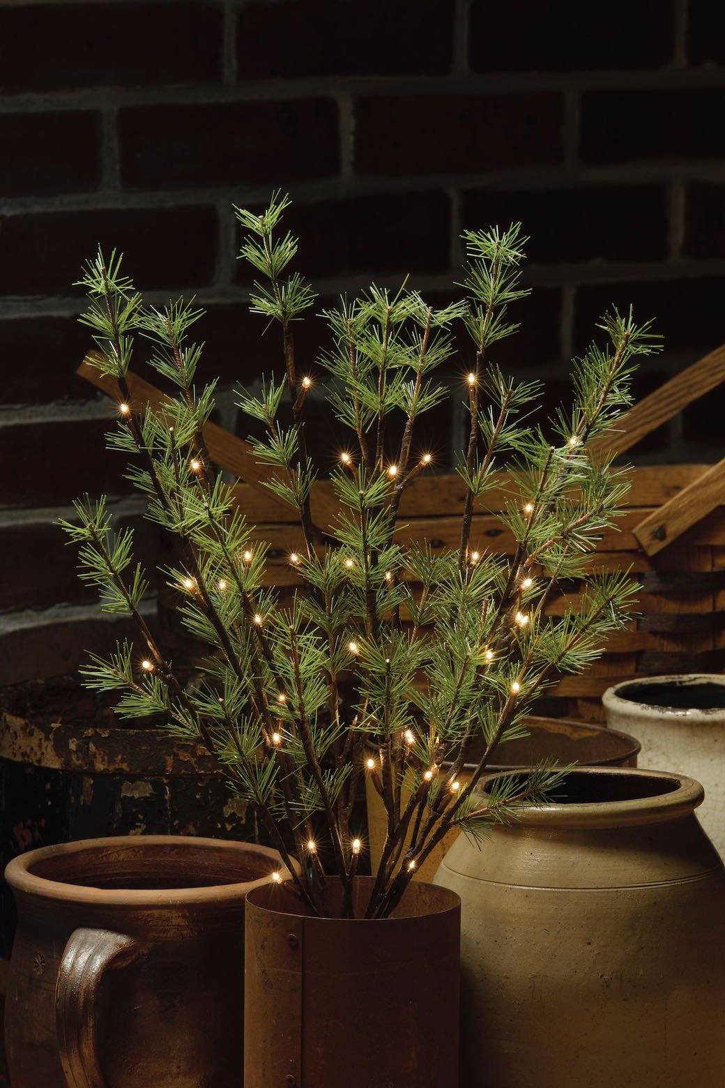 Faux Pine Twig Spray Plug - In w 40 Lights - Marmalade Mercantile