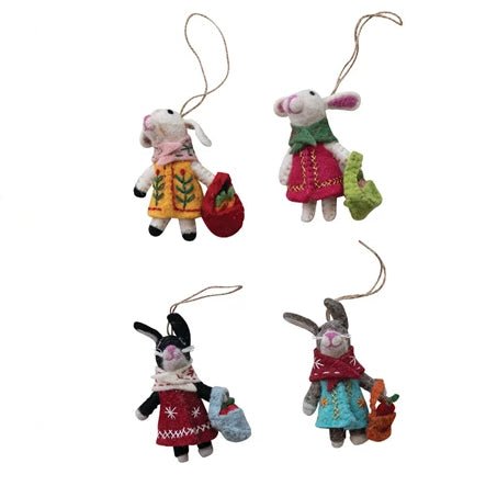 Felt Bunny Christmas Ornament in Holiday Book Box - Marmalade Mercantile