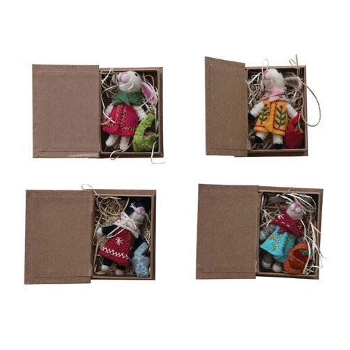 Felt Bunny Christmas Ornament in Holiday Book Box - Marmalade Mercantile
