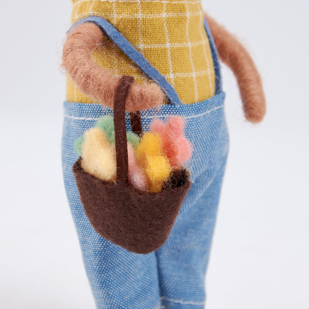 Felt Bunny Critter with Food Basket - Marmalade Mercantile