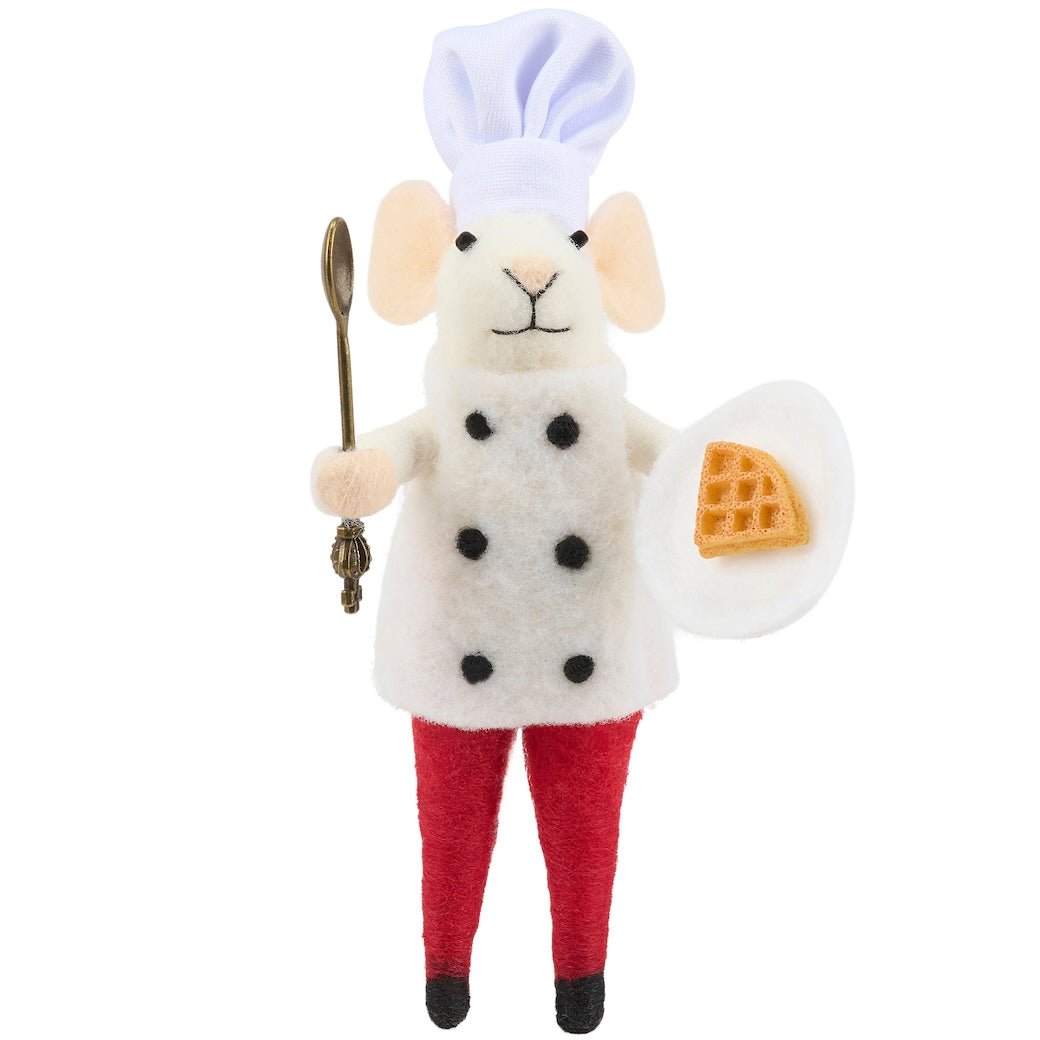 Felt Chef Mouse Critter with Waffle - Marmalade Mercantile