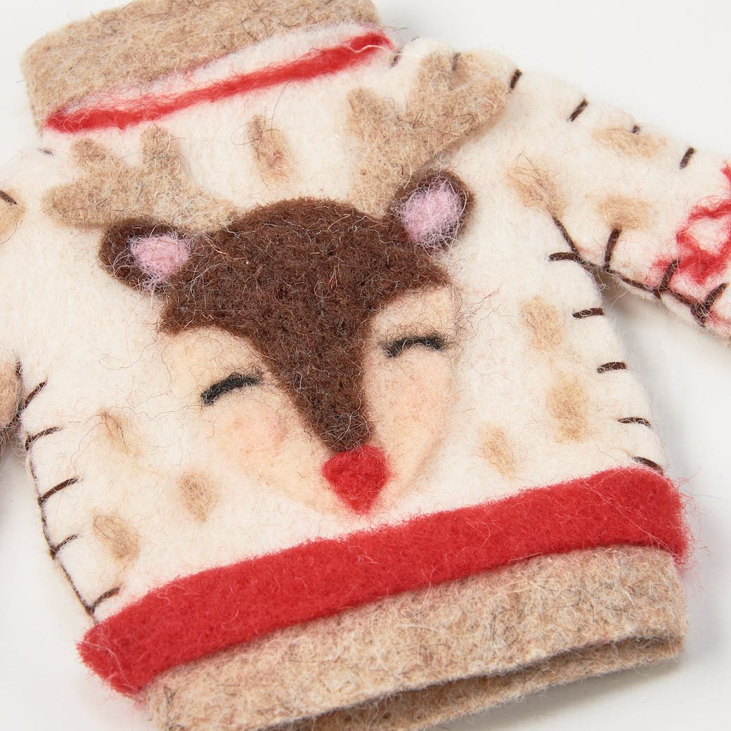 Felt Christmas Sweater Ornament Rudolph - Marmalade Mercantile