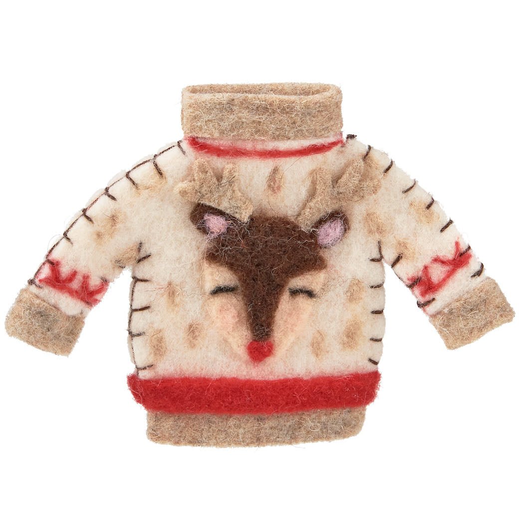 Felt Christmas Sweater Ornament Rudolph - Marmalade Mercantile