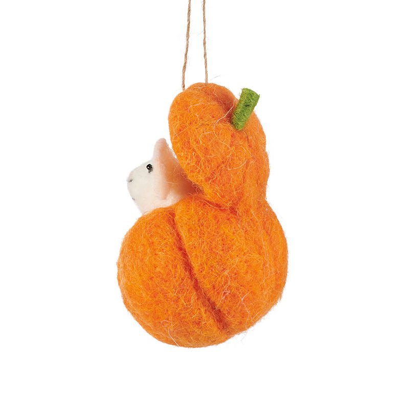 Felt Halloween Mouse Critter in Jack 'O Lantern Pumpkin - Marmalade Mercantile