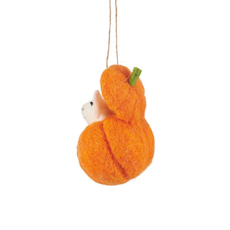 Felt Halloween Mouse Critter in Jack 'O Lantern Pumpkin - Marmalade Mercantile