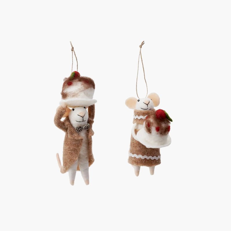 Felt Mouse Christmas Ornament with Cake CHOICE of Style - Marmalade Mercantile