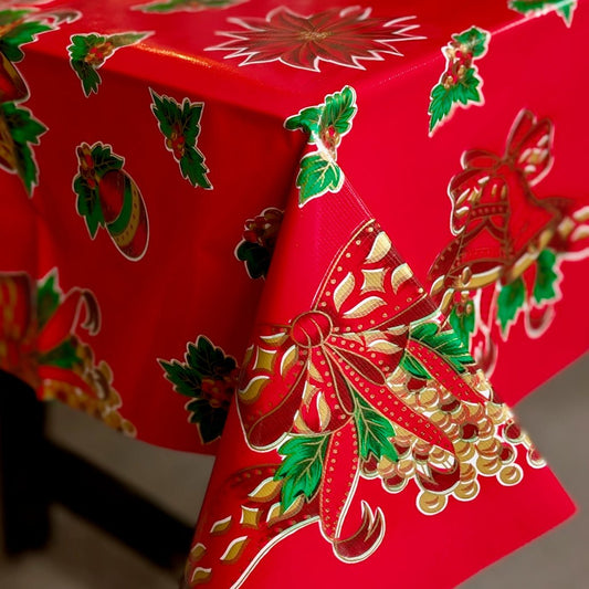 Festive Holiday Cheer Oilcloth Tablecloth CHOICE of SIZE - Marmalade Mercantile