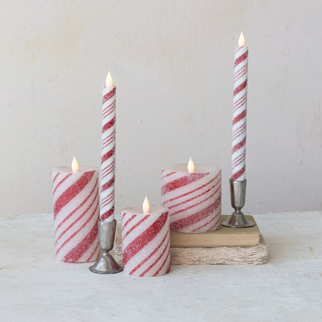 Flameless Candy Cane LED Battery Candle CHOOSE Size - Marmalade Mercantile