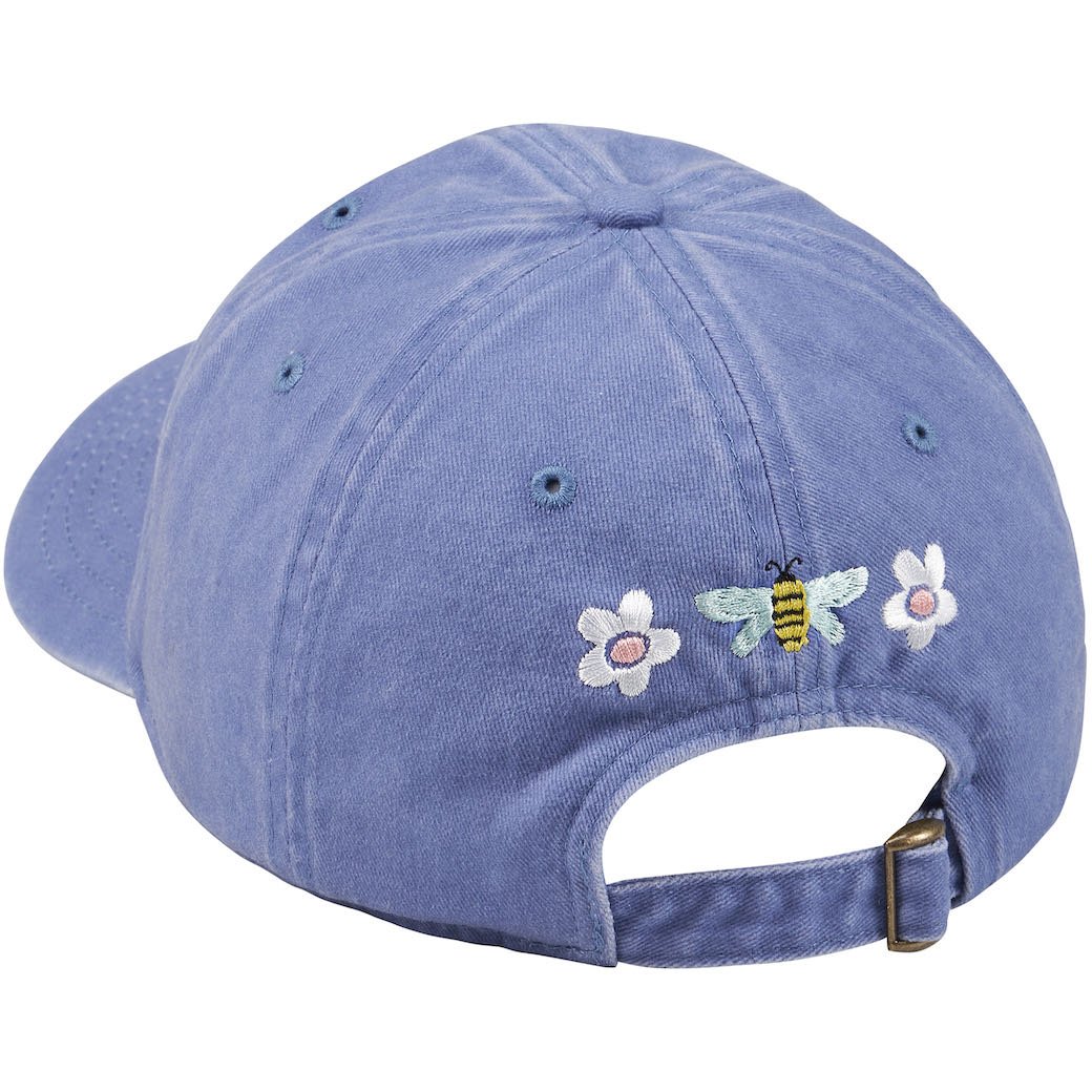 Floral & Bee Stonewashed Blue Ball Cap - Marmalade Mercantile