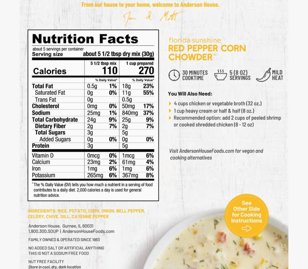 Florida Sunshine Red Pepper Corn Chowder Soup Mix - Marmalade Mercantile