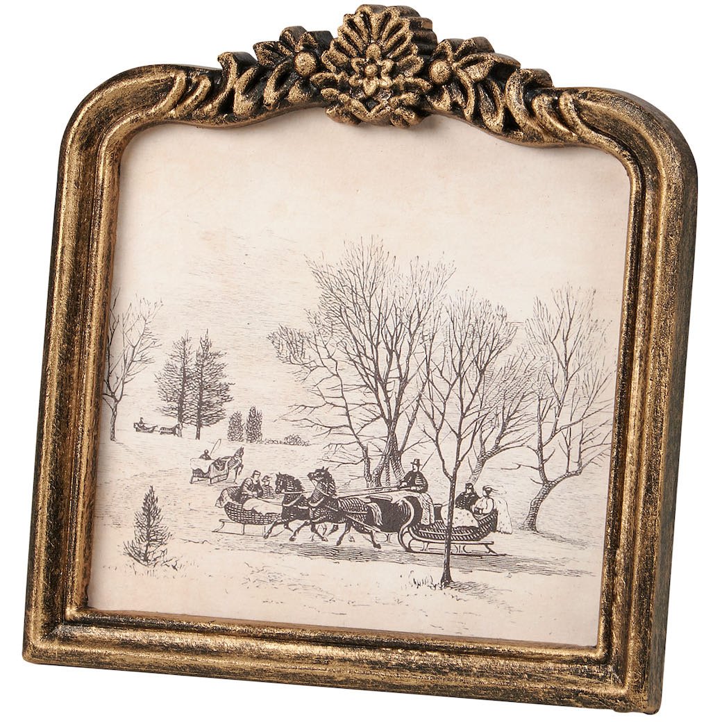 Framed Vintage - Style Print Open Sleigh Ride in Winter - Marmalade Mercantile