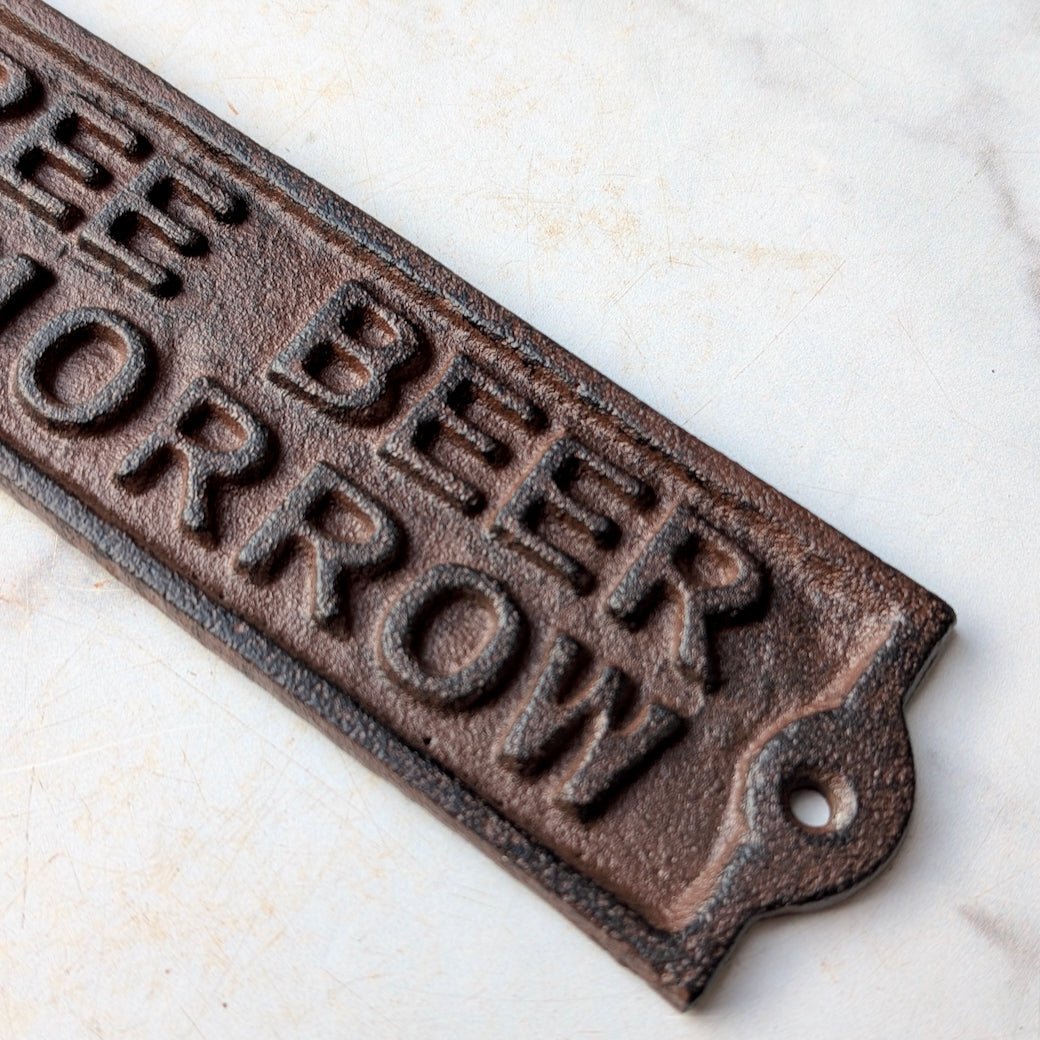 Free Beer Tomorrow Vintage - Style Cast Iron Plaque - Marmalade Mercantile