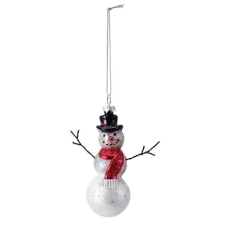 Glass Snowman Christmas Ornament with Wire Arms - Marmalade Mercantile