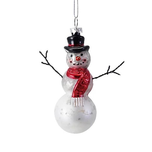 Glass Snowman Christmas Ornament with Wire Arms - Marmalade Mercantile