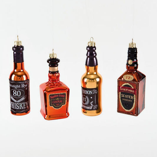 Glass Whiskey Bottle Christmas Ornaments CHOICE of Styles - Marmalade Mercantile
