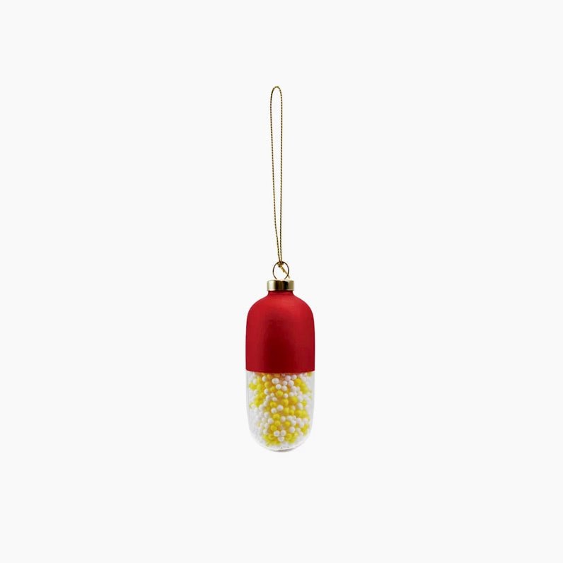 Glittered Glass Chill Pill Christmas Ornament - Marmalade Mercantile