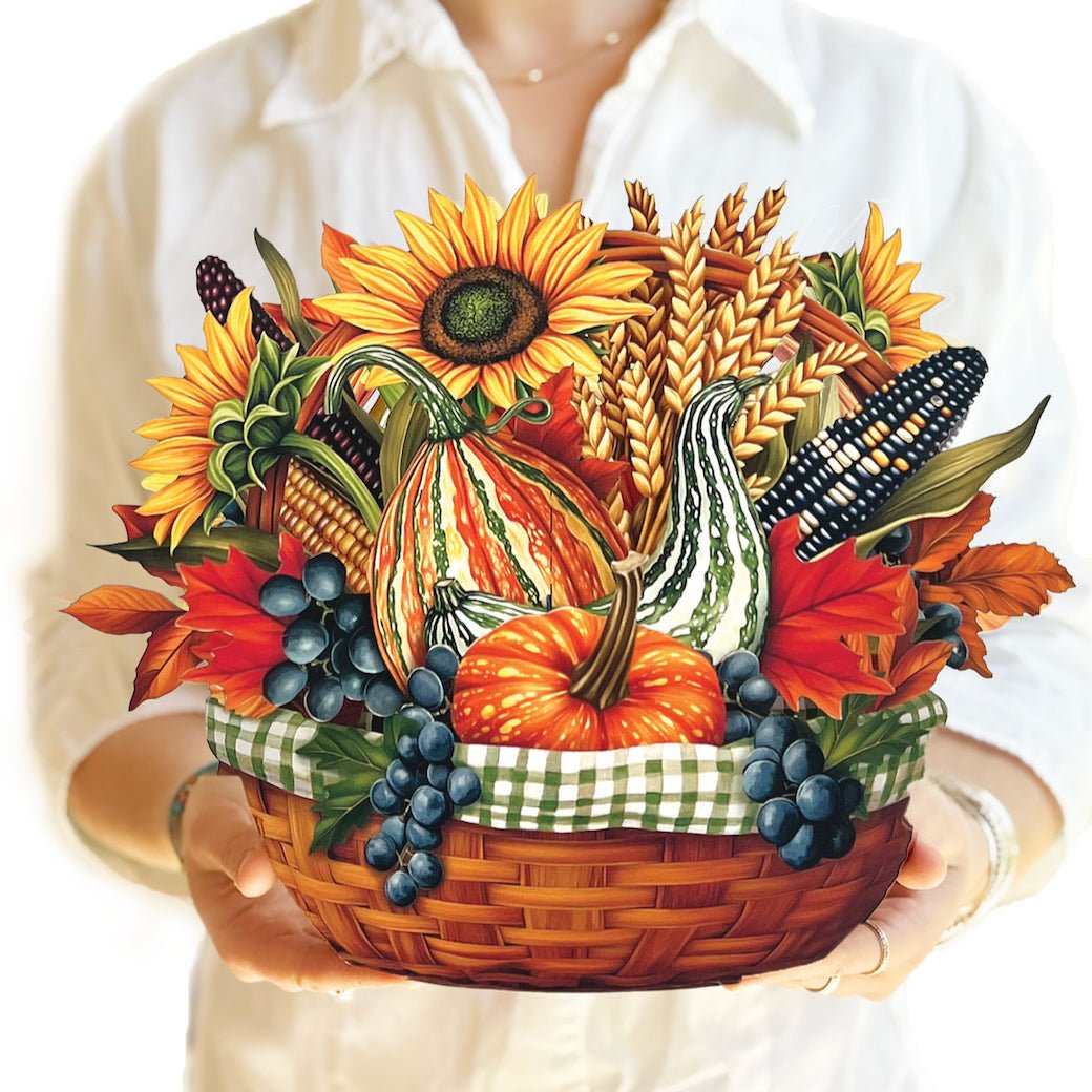 Golden Harvest Autumn Basket Pop Up Greeting Card - Marmalade Mercantile
