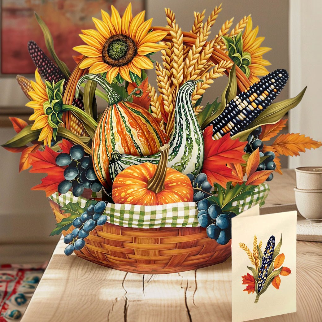 Golden Harvest Autumn Basket Pop Up Greeting Card - Marmalade Mercantile