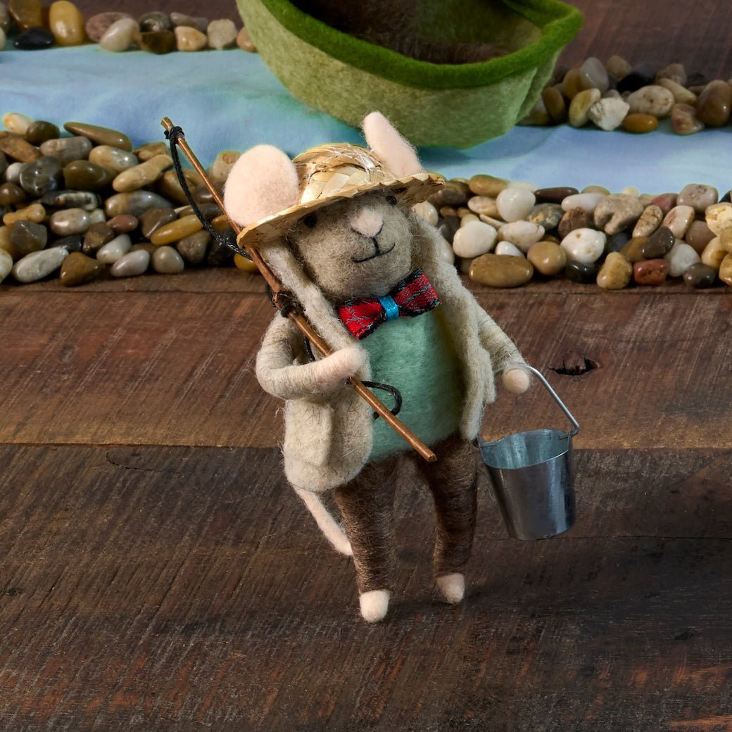 Gone fishin'! Felt Fishing Mouse Critter - Marmalade Mercantile