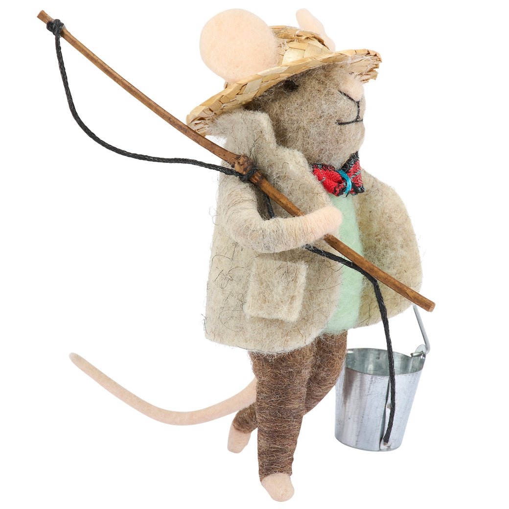 Gone fishin'! Felt Fishing Mouse Critter - Marmalade Mercantile