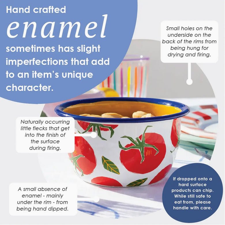 Hand - Crafted Enamelware Serving Bowl Tomato Pattern - Marmalade Mercantile