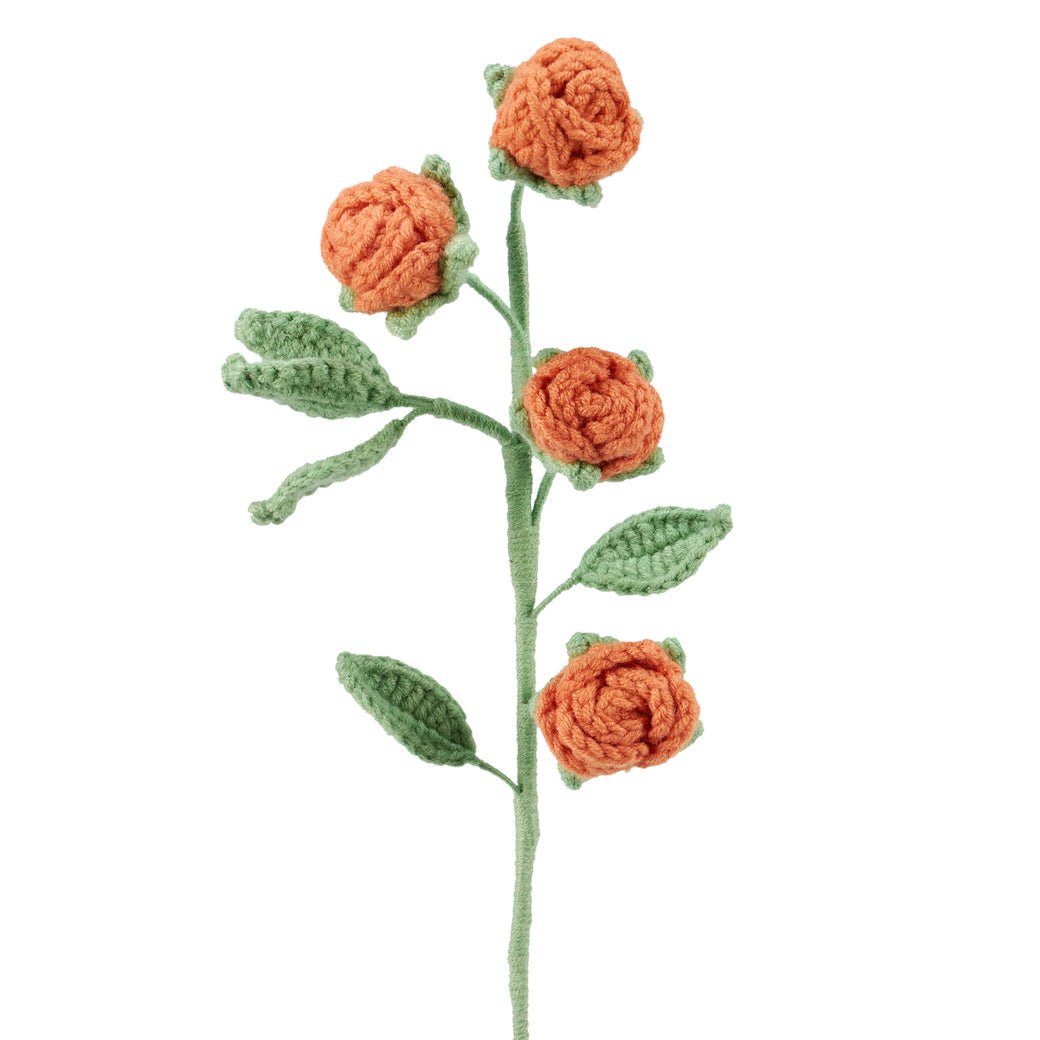 Hand - Made Crocheted Orange Rose Spray - Marmalade Mercantile