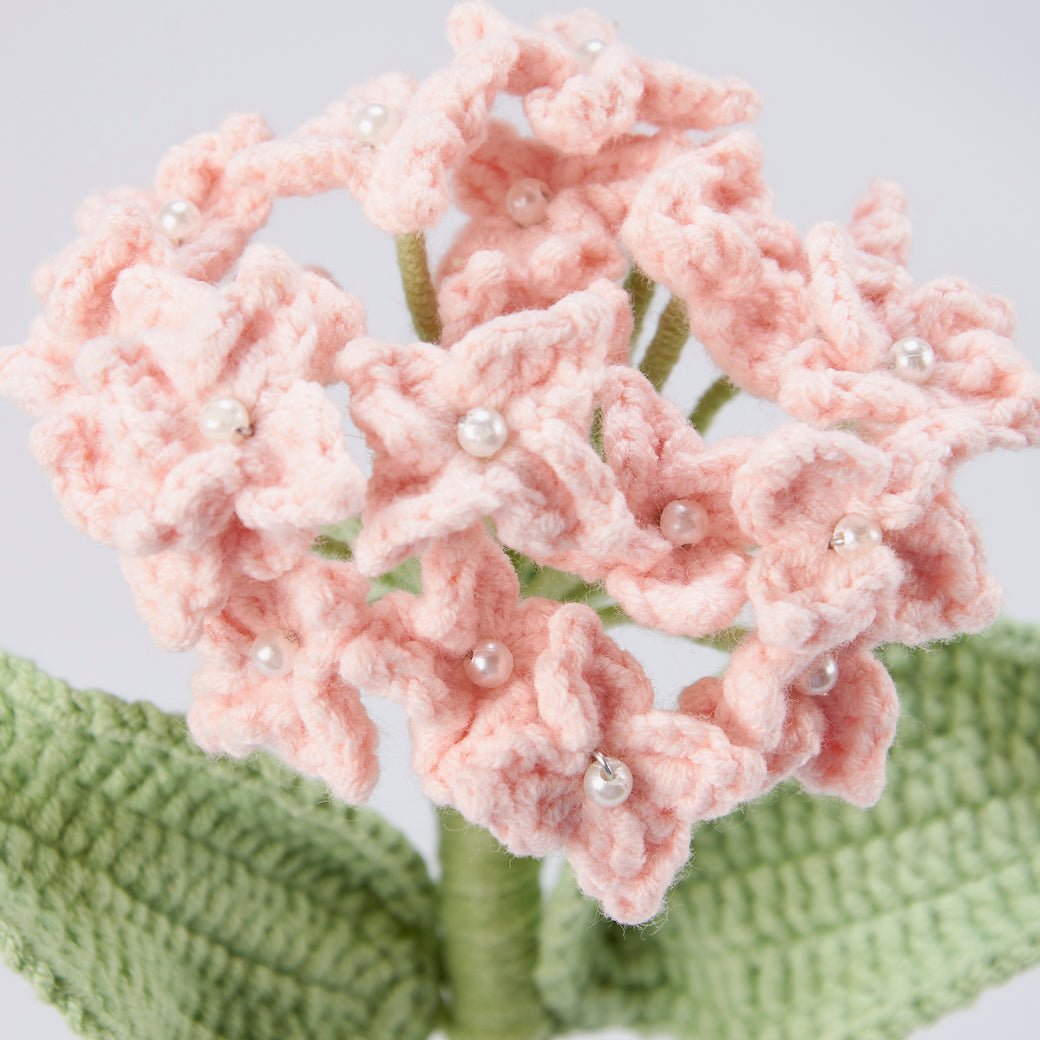 Hand - Made Crocheted Pink Hydrangea Flower - Marmalade Mercantile