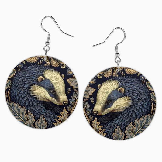 Hand - Made William Morris Badger Earrings for Pierced Ears - Marmalade Mercantile