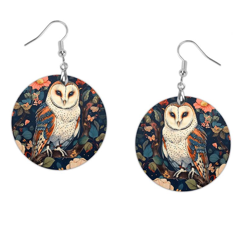 Hand - Made William Morris Owl Earrings for Pierced Ears - Marmalade Mercantile