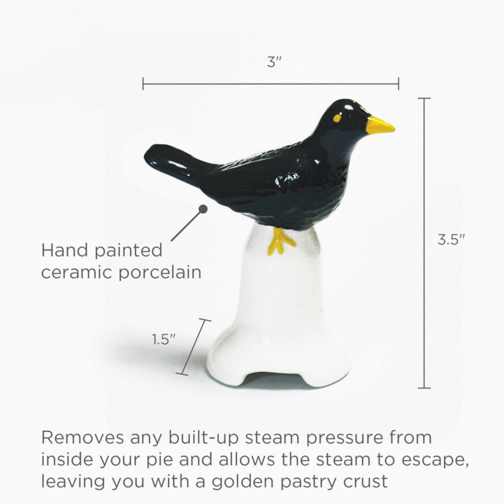 Hand-Painted Blackbird Pie Vent Ceramic Porcelain