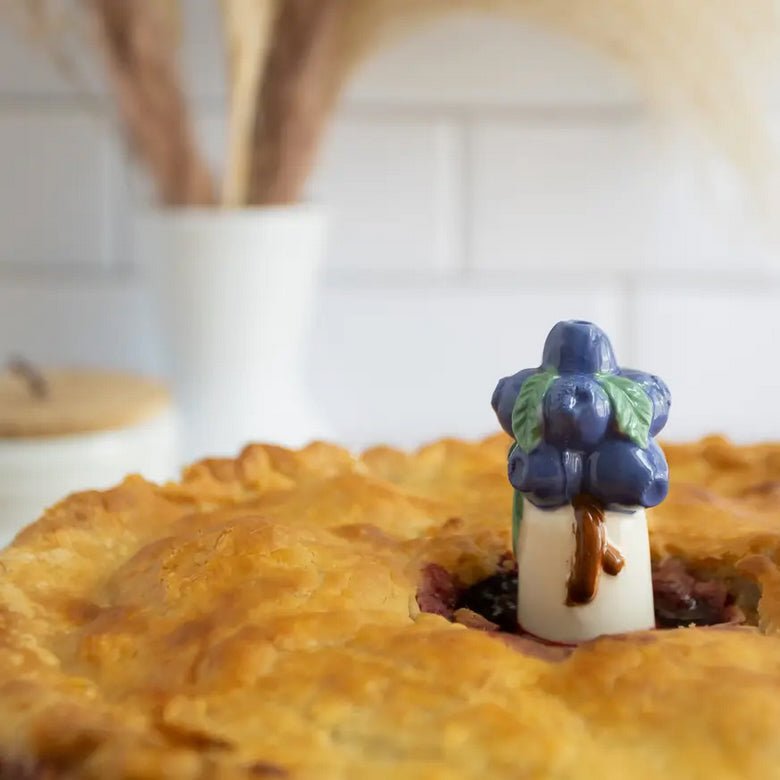 Hand - Painted Blueberry Pie Vent Ceramic Porcelain Pie Bird - Marmalade Mercantile