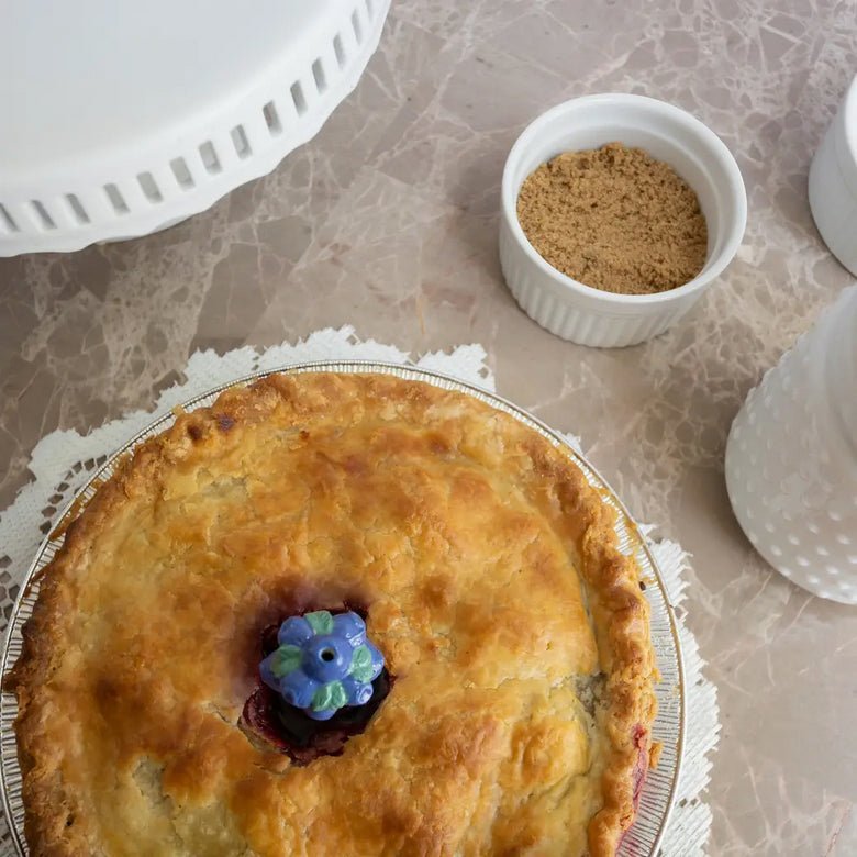 Hand - Painted Blueberry Pie Vent Ceramic Porcelain Pie Bird - Marmalade Mercantile