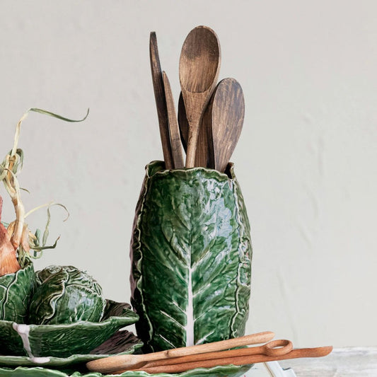 Hand Painted & Embossed Green Cabbage Vase - Marmalade Mercantile