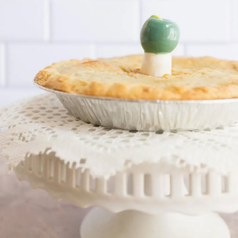 Hand - Painted Green Apple Pie Vent Ceramic Porcelain Pie Bird - Marmalade Mercantile