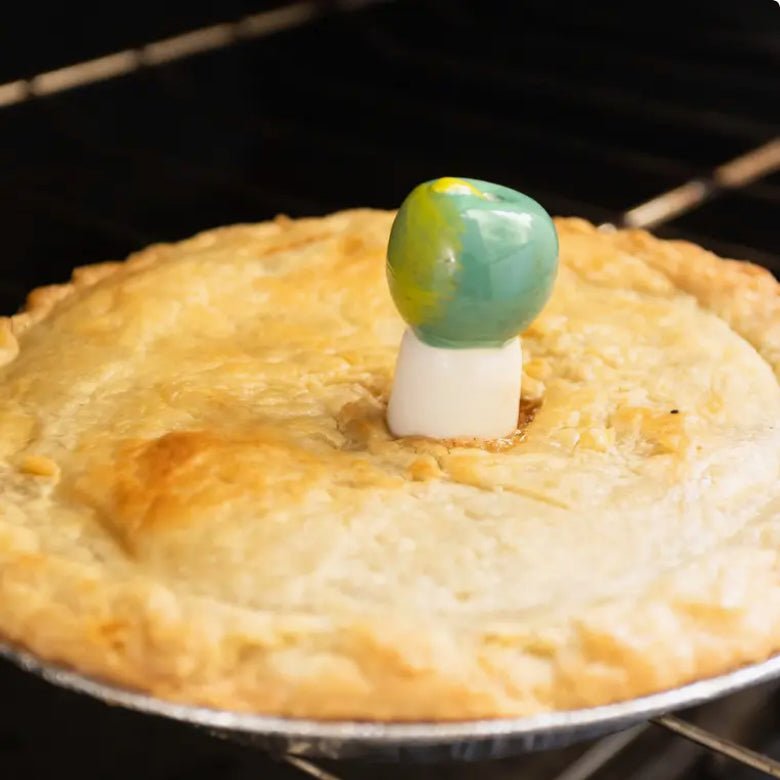 Hand-Painted Green Apple Pie Vent Ceramic Porcelain Pie Bird - Thumbnail 3