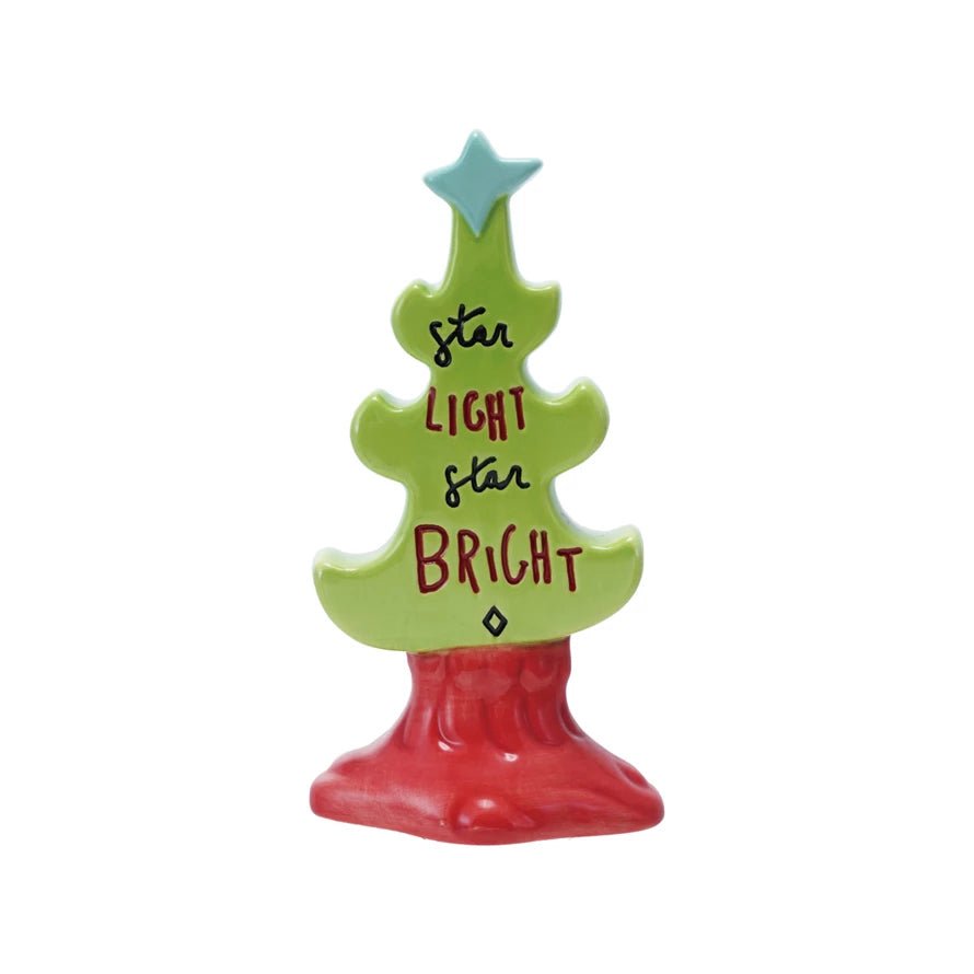 Hand-Painted Holiday Stoneware Tree "Star Light Star Bright" - Marmalade Mercantile