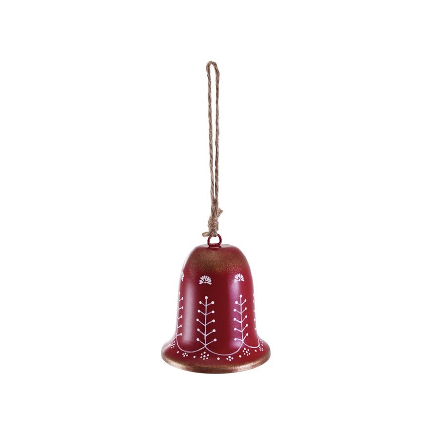 Hand - Painted Metal Scandi Christmas Bell Ornament - Marmalade Mercantile