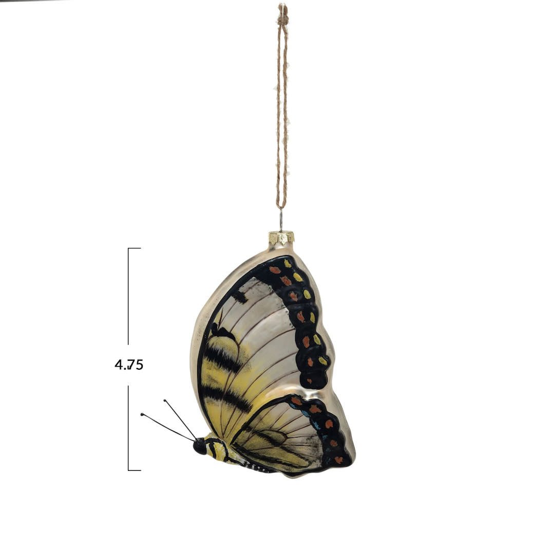 Hand - Painted Multi - Color Glass Butterfly Christmas Ornament&nbsp; - Marmalade Mercantile