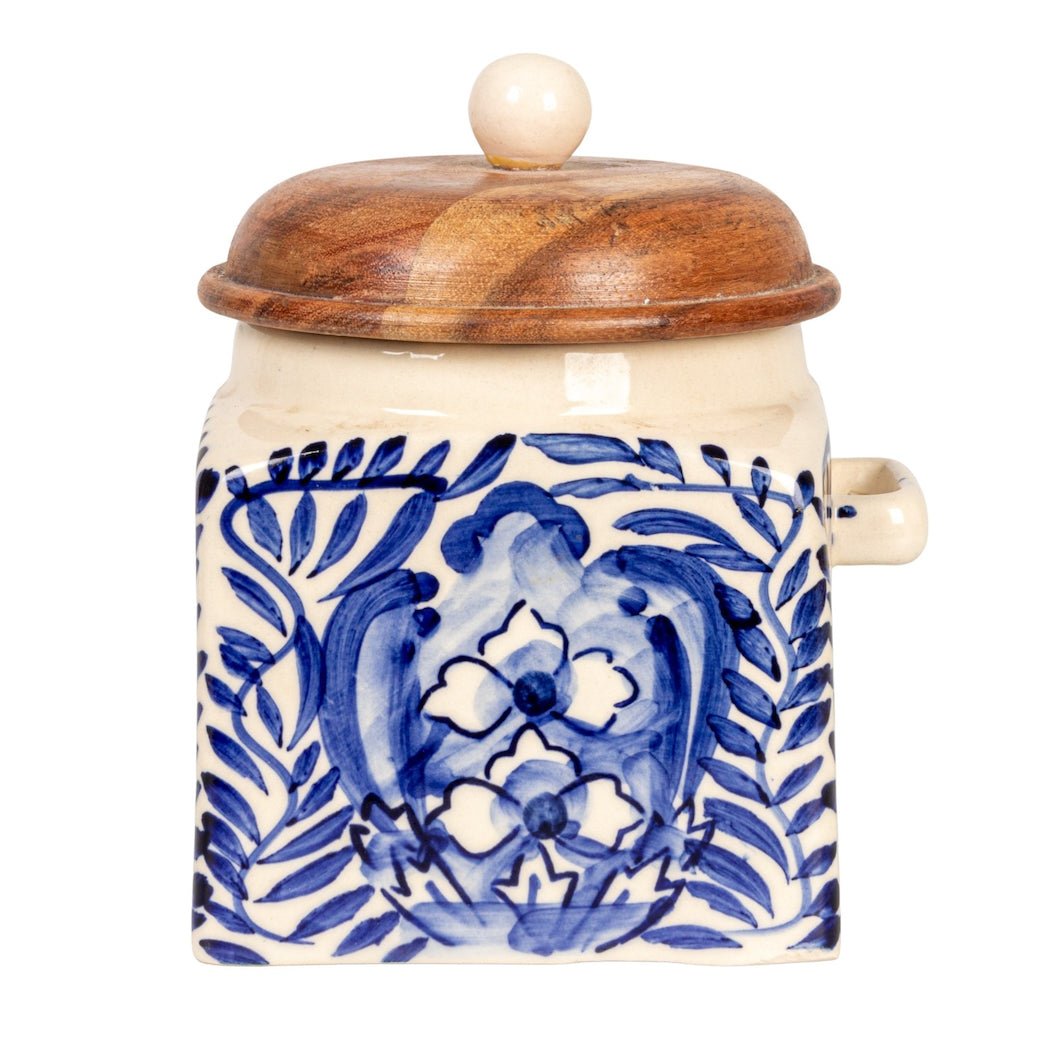 Hand - Painted Stoneware Canister with Lid & Spoon - Marmalade Mercantile