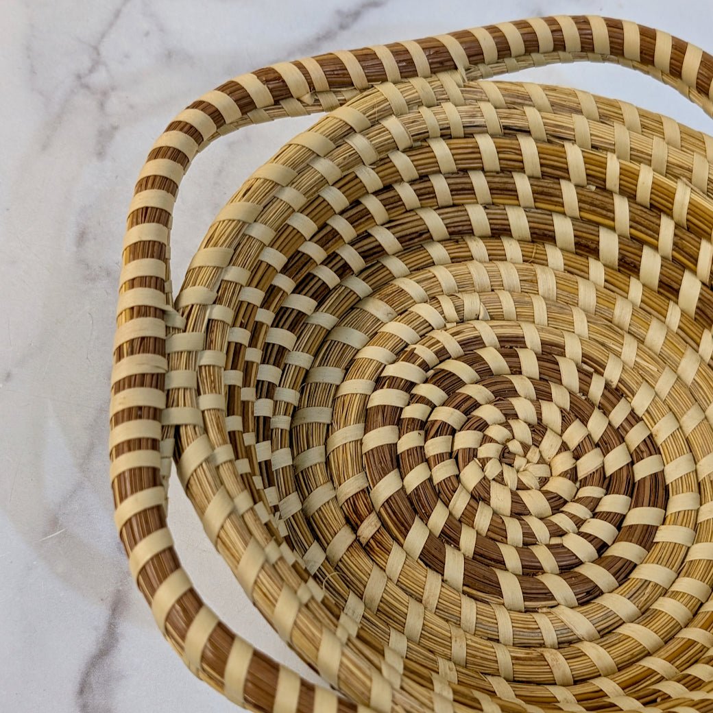 Handmade South Carolina Sweetgrass Basket w Five Handles - Marmalade Mercantile