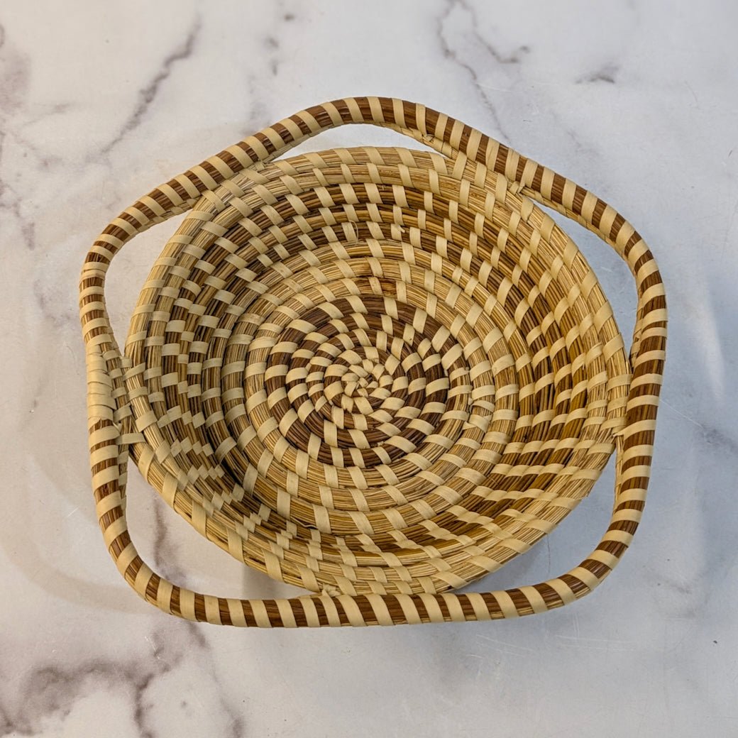 Handmade South Carolina Sweetgrass Basket w Five Handles - Marmalade Mercantile